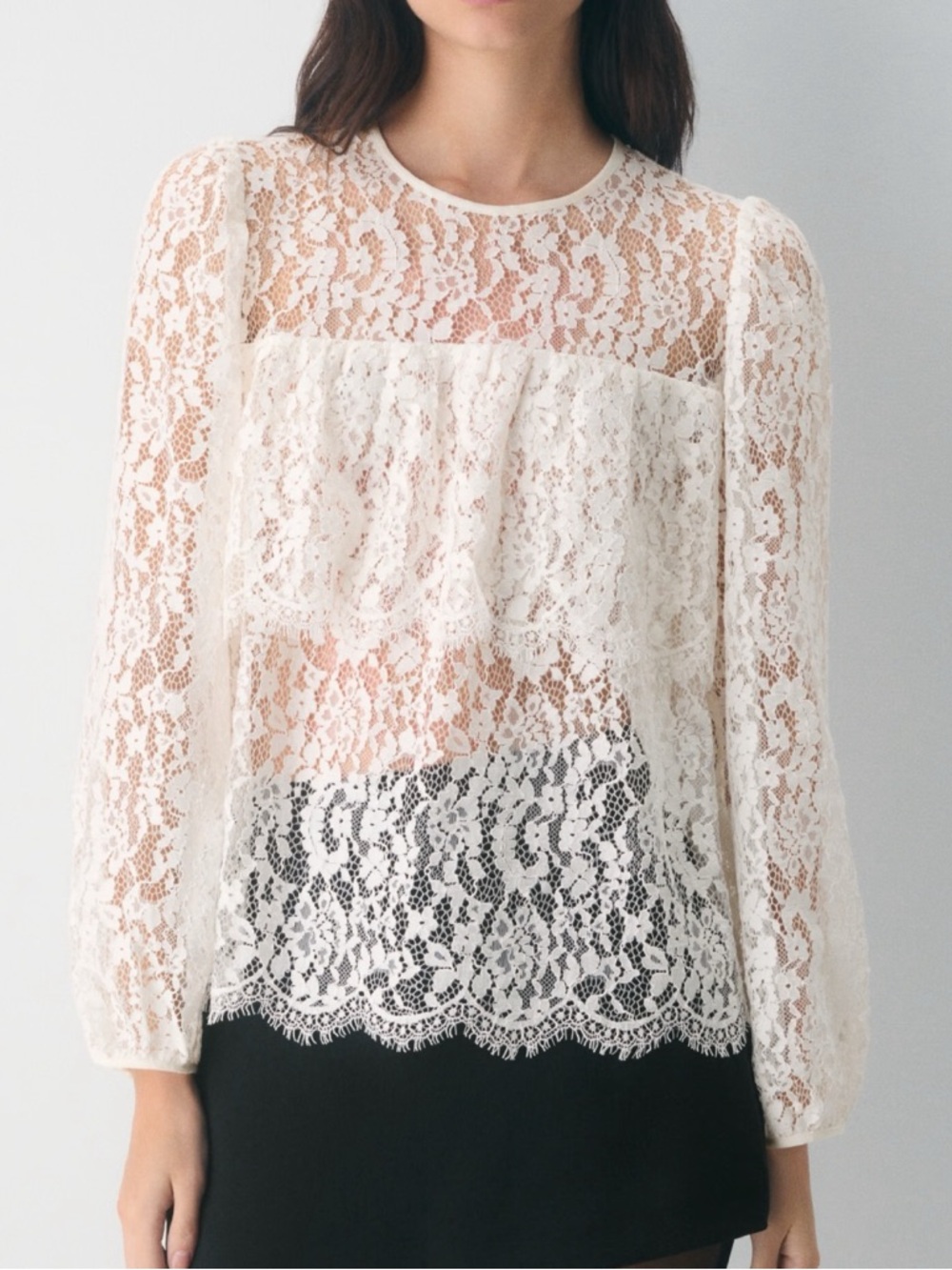 !!!! NOT FOR SALE !!ARITZIA Wilfred Vignette Elegant Ivory Lace Long-Sleeve Top